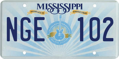 MS license plate NGE102