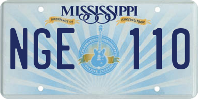 MS license plate NGE110