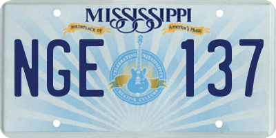 MS license plate NGE137