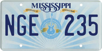 MS license plate NGE235