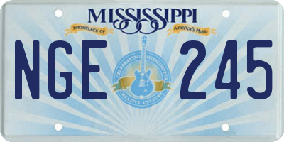 MS license plate NGE245