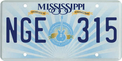 MS license plate NGE315