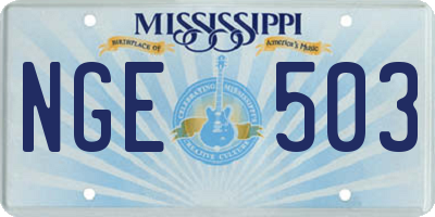 MS license plate NGE503