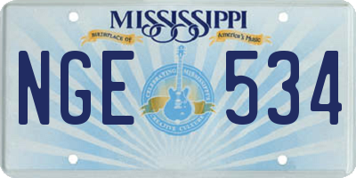 MS license plate NGE534