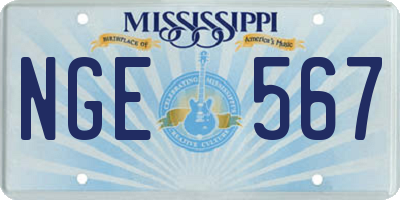 MS license plate NGE567