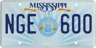 MS license plate NGE600