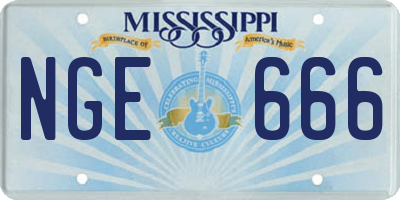 MS license plate NGE666