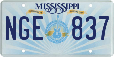 MS license plate NGE837