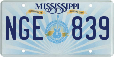 MS license plate NGE839