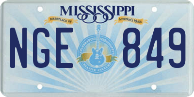 MS license plate NGE849