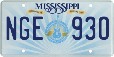 MS license plate NGE930