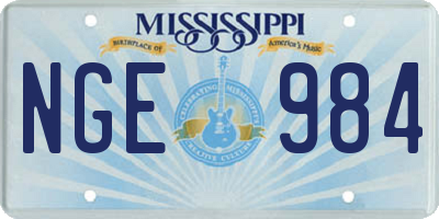 MS license plate NGE984