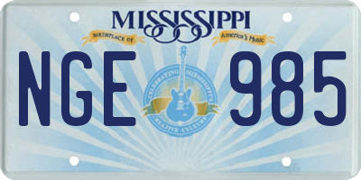 MS license plate NGE985