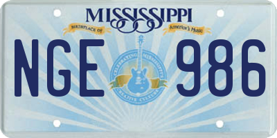 MS license plate NGE986