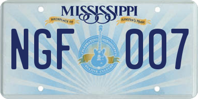 MS license plate NGF007