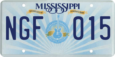 MS license plate NGF015