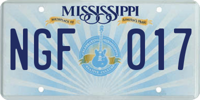 MS license plate NGF017