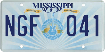 MS license plate NGF041