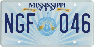 MS license plate NGF046