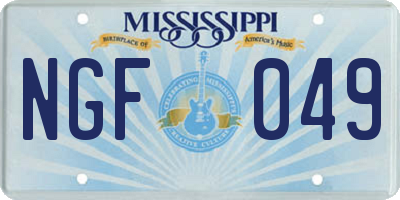 MS license plate NGF049