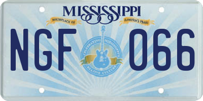 MS license plate NGF066