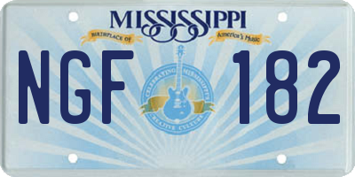 MS license plate NGF182