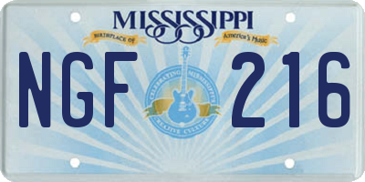 MS license plate NGF216