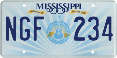 MS license plate NGF234