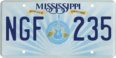 MS license plate NGF235