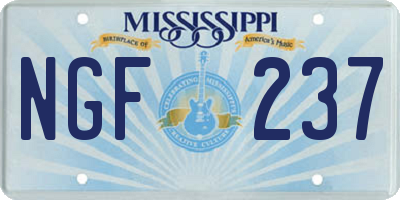 MS license plate NGF237