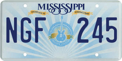 MS license plate NGF245