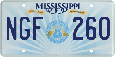MS license plate NGF260