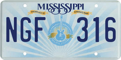MS license plate NGF316