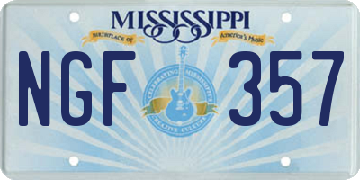 MS license plate NGF357
