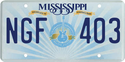 MS license plate NGF403