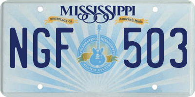MS license plate NGF503