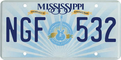 MS license plate NGF532
