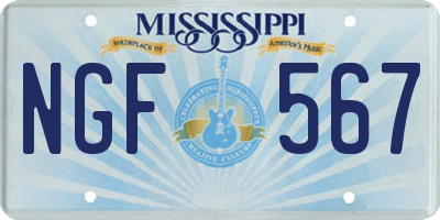 MS license plate NGF567