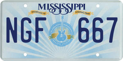 MS license plate NGF667