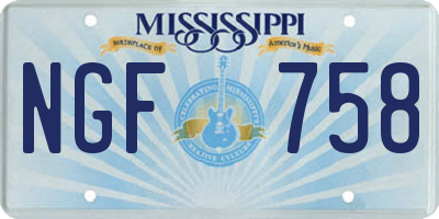 MS license plate NGF758