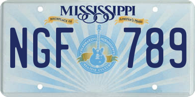 MS license plate NGF789