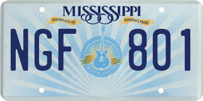 MS license plate NGF801