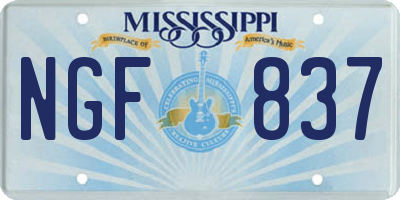 MS license plate NGF837