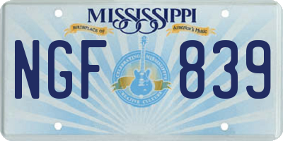 MS license plate NGF839