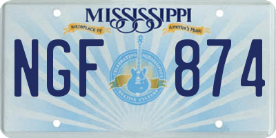 MS license plate NGF874