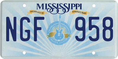 MS license plate NGF958