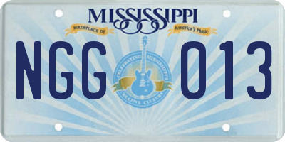 MS license plate NGG013