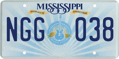 MS license plate NGG038