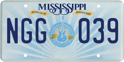 MS license plate NGG039