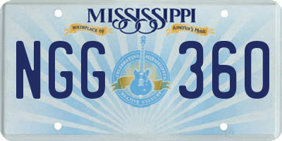 MS license plate NGG360